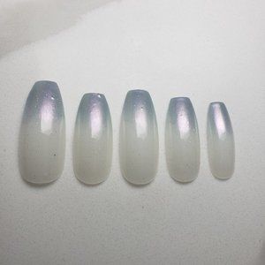 Spring Ombre Custom Press on Nails 20pc set mermaid purple blue shift glitter